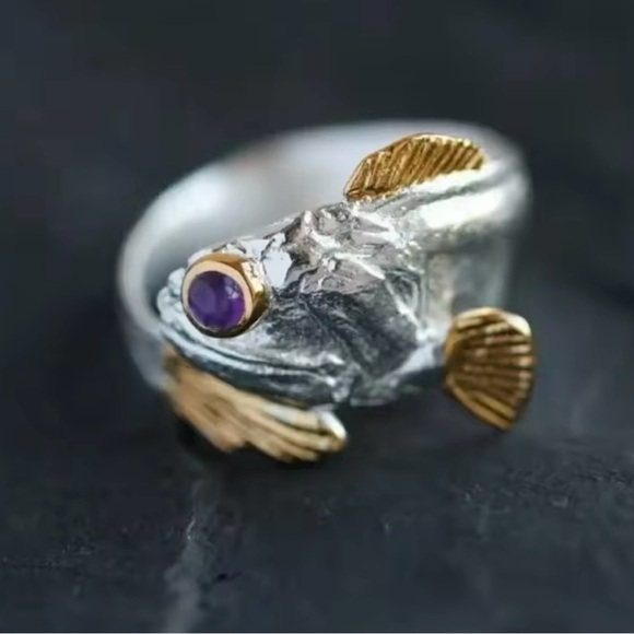 Retro koi Fish Opening Adjustable Ring Men's and Women's size 6-6.5 - Picture 1 of 3